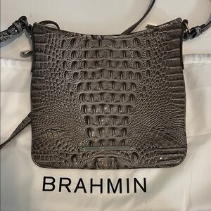 Brahmin Crocodile Embossed Crossbody Bag in Gray
